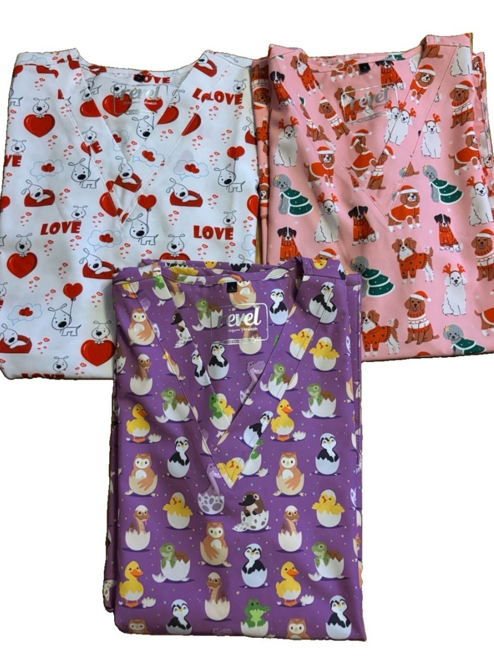 Revel Women’s Holiday Scrub Top Bundle - Large